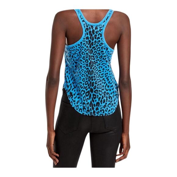 Chaser NWT Women’s Animal Print Pullover Knit Tank Top Small Royal Blue Scoop - Picture 2 of 14
